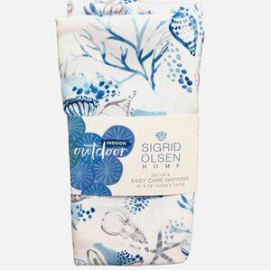 6 Sigrid Olsen Seashell Starfish Sand Dollar Napkin Set In/ Outdoor Beach Ocean